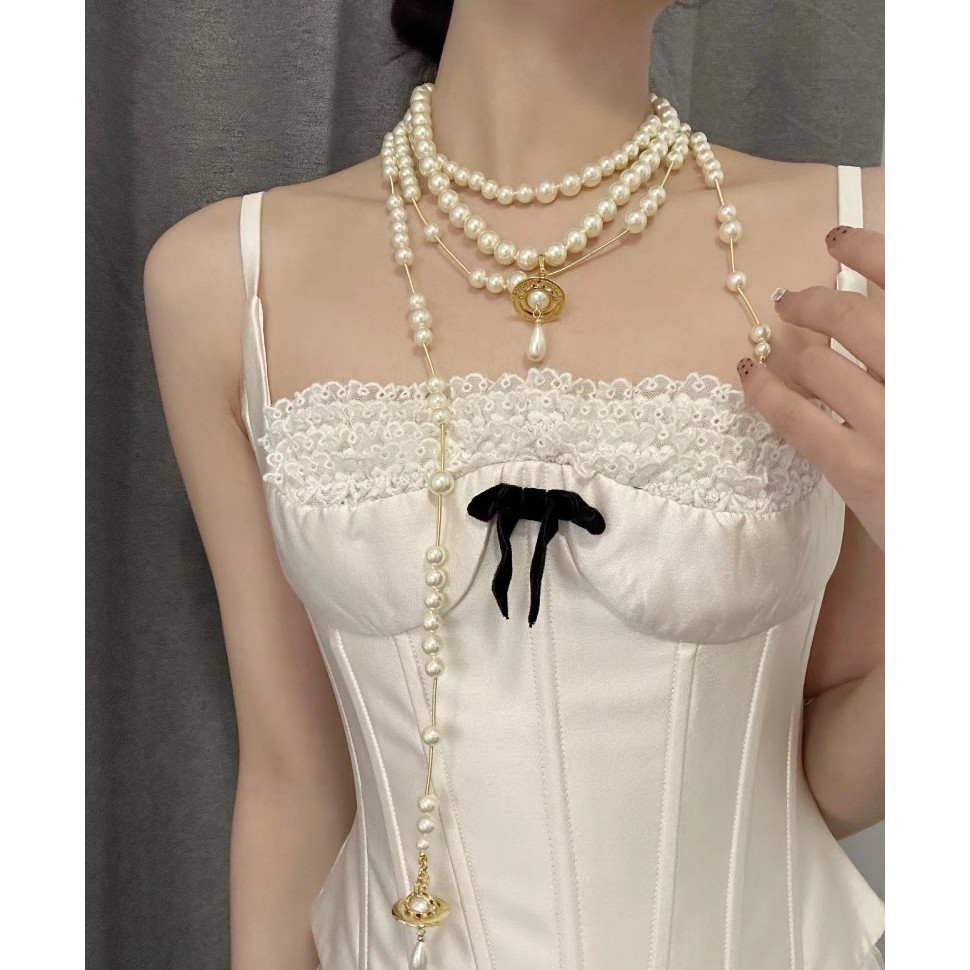 Vintage Broken Pearl Choker - Layered Trending Luxury สร้อยคอ,ผู้หญิงs Unique High-End Collar Chain - รูปที่ 5