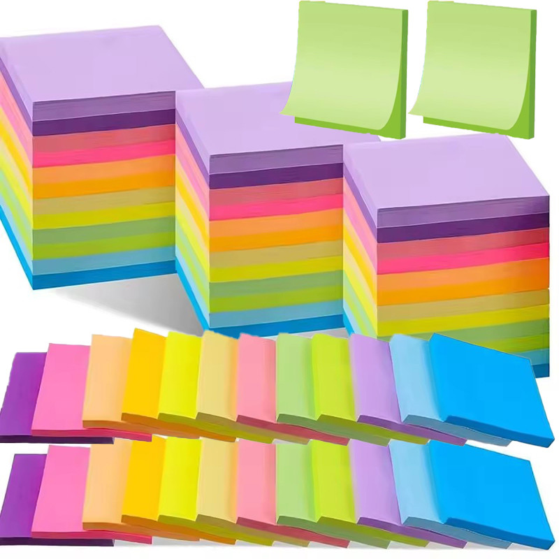 100แผ่น/หนังสือ Mini Square Sticky Notes - แผ่นบันทึกหลากสีอุปกรณ์สํานักงานโรงเรียน