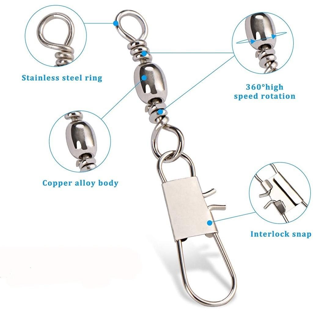 20 ชิ้น กิ๊ฟลูกหมุน กิ๊ฟลูกหมุนตกปลา No.4,6,8,10,14 อุปกรณ์ตะขอสแตนเลสสําหรับใช้ในการตกปลา แข็งแรงและทนทาน กิ๊บลูกหมุน - รูปที่ 2