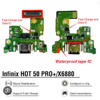พร้อม IC สําหรับ Infinix Hot 50 Pro Plus บอร์ดพอร์ตชาร์จ USB Flex Cable โมดูลไมโครโฟน
