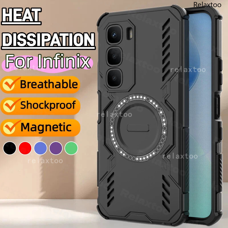 ปลอกสําหรับ Infinix Hot 60 Hot60 60i Hot60i 4G 5G X6726 X6728B โลหะแม่เหล็กไร้สายชาร์จ Hard เคสโทรศัพท์กันกระแทกเลนส์กล้องปกป้องฝาหลังปลอก