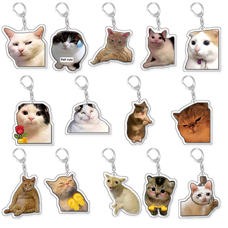 ตลก Catme Em Emoji พวงกุญแจน่ารัก Meme พวงกุญแจอาหารแมวกระเป๋าแขวนเครื่องประดับ