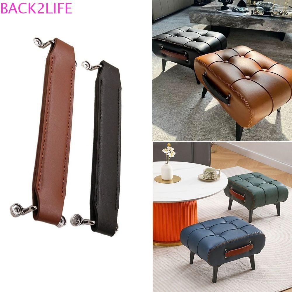 ด้ามจับหนัง BACK2LIFE ด้ามจับดึงสตูลสีดํานุ่ม สีน้ําตาลคลาสสิคพร้อมสกรู โซฟาดึงตู้ PU