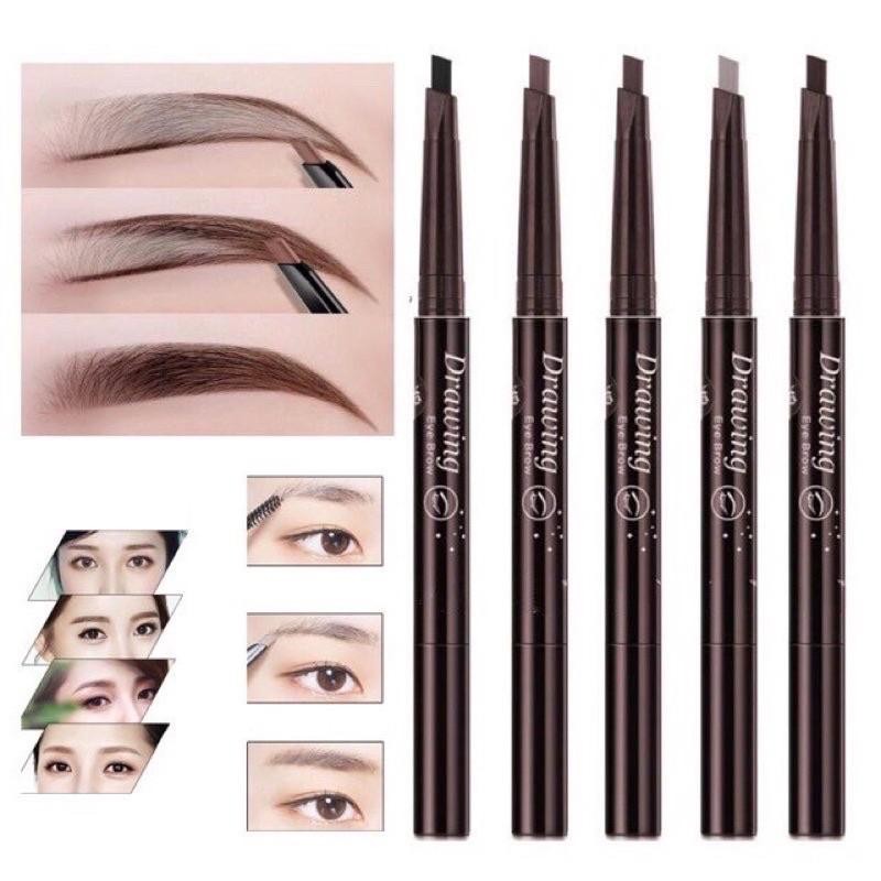 ดินสอเขียนคิ้วกันน้ำดินสอเขียนคิ้วแบบหมุน 2 in 1 มีแปรงปัดคิ้วในตัว มี 5  สีให้เลือก Cosmetics เครื่องสำอาง น้ำตาล บุรุษ