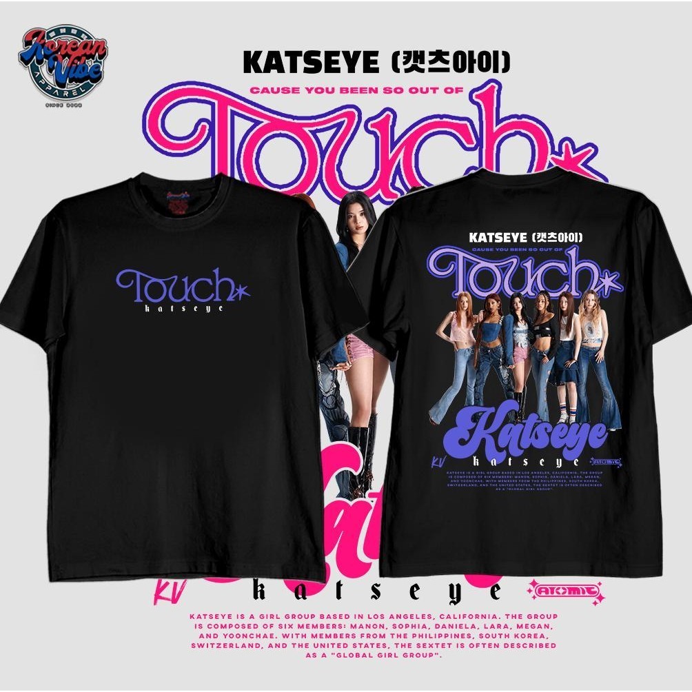 S-5XL เกาหลี VIBE APPAREL KATSEYE TOUCH GRAPHIC COTTON TSHIRT สําหรับผู้ชายและผู้หญิง