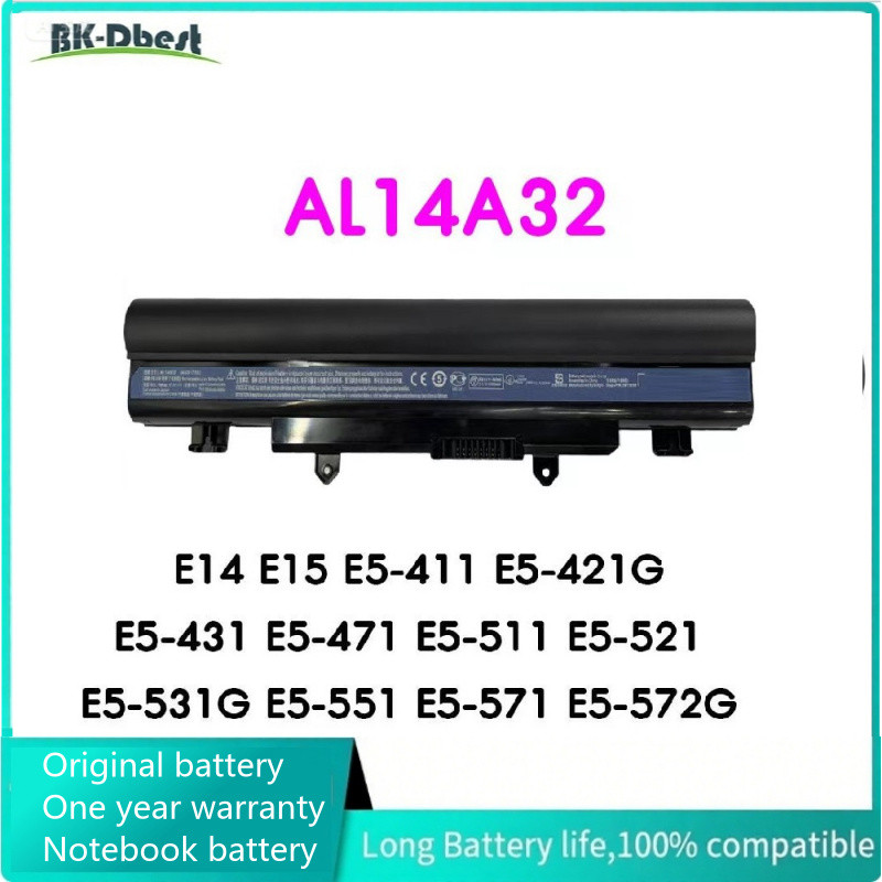 แบตเตอรี่แล็ปท็อป Acer Aspire AL14A32 E14 E15 E5-411 E5-421 E5-521 E5-521G E5-471G AC14A32