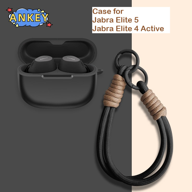 for Jabra Elite 4 Active Protective Case Nylon Lanyard Soft Cover Jabra Elite 5 Shells Washable Hous
