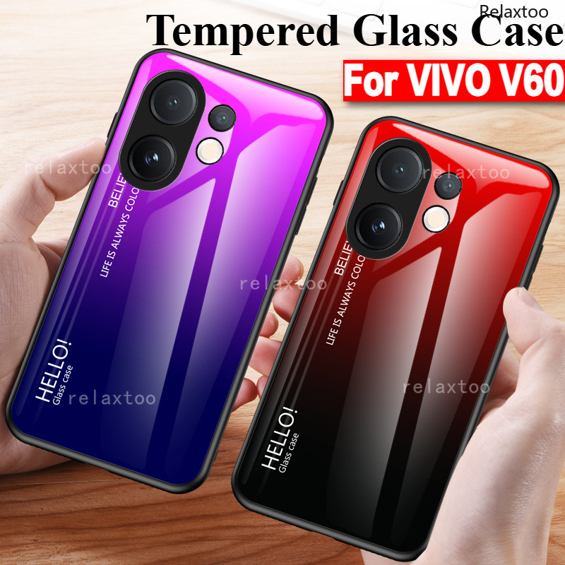 VIVOV60 2025 สําหรับ VIVO V60 V 60 VIVOV60 V60vivo 5G แฟชั่นไล่โทนสีกระจกเทมเปอร์เคสโทรศัพท์กันกระแท