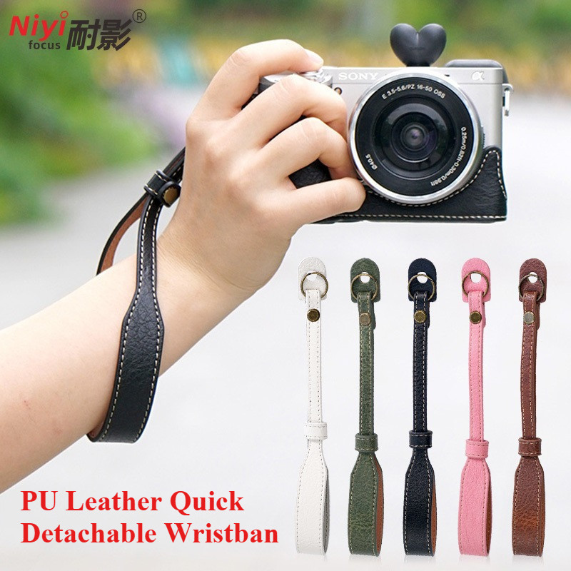 กล้อง PU หนังสายรัดข้อมือที่ถอดออกได้อย่างรวดเร็วสําหรับ Canon M50 R6 R50 กล้อง Mirrorless Sony A6000 A7m4 Fuji XS20 XT5 กล้องสายรัดข้อมือพอร์ต