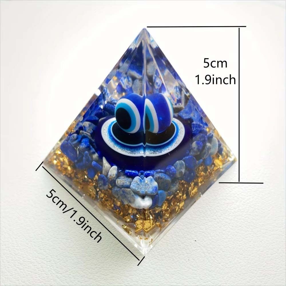 DANILOWM Evil Eye เครื่องประดับ, Fortune Lucky Energy Orgone พีระมิดตุ๊กตา,ของขวัญวันเกิดเรซิ่น Drop กาวคริสตัลหิน Evil Eye Pyramid Home Office - รูปที่ 2