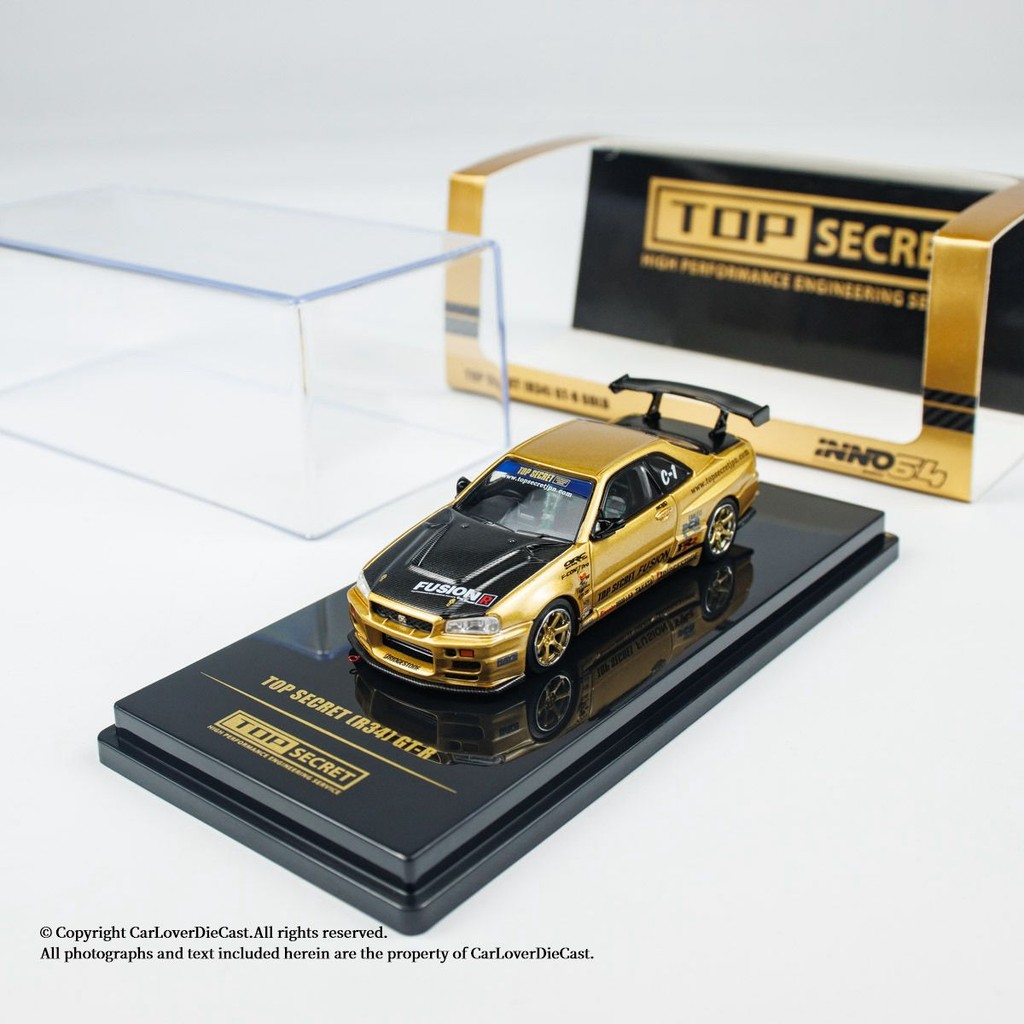INNO 1: 64 Nissan TOP SECRET R34 GT-R โมเดลรถโลหะผสมทอง
