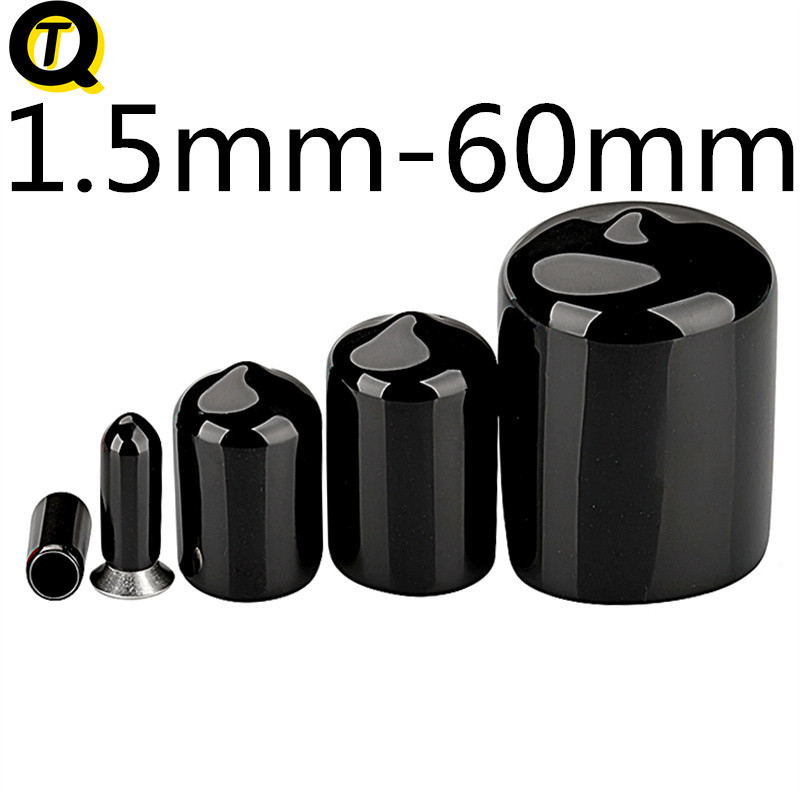 ยางสีดําหมวกพีวีซีเกลียวฝาครอบป้องกัน1.5มิลลิเมตร-60มิลลิเมตรฉนวนกันความร้อนหมวกพลาสติกเหล็กท่อปกยางฝาปิดผนึกสายเคเบิลหมวกสกรูปก2/3/4/5