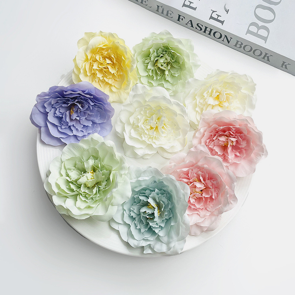 9 ซม.ดอกโบตั๋นประดิษฐ์ Camellia ดอกไม้หัวบ้านเค้กงานแต่งงานหมวกตกแต่งดอกไม้หัว Photo Props
