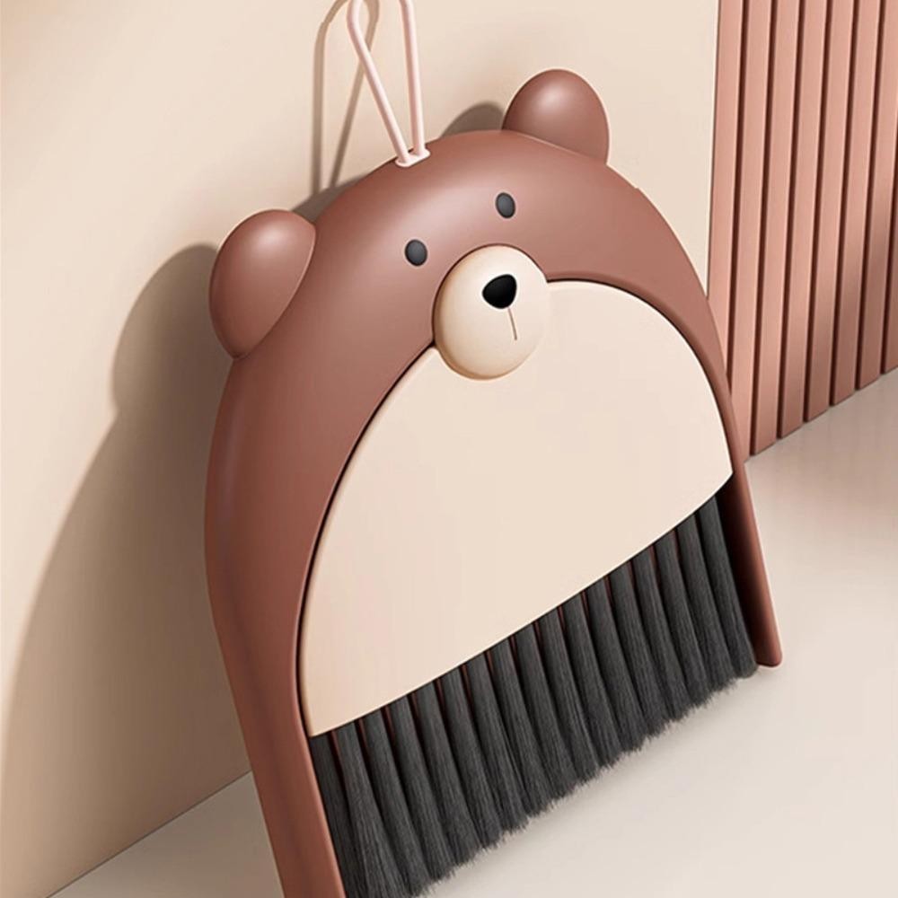 ETHEL ชุดที่โกยผงไม้กวาด, พลั่วขยะตั้งโต๊ะ PP ตุ๊กตาหมี, ที่ตักขยะขนาดเล็กแบบพับได้มัลติฟังก์ชั่นน่ารักในครัวเรือน - รูปที่ 6