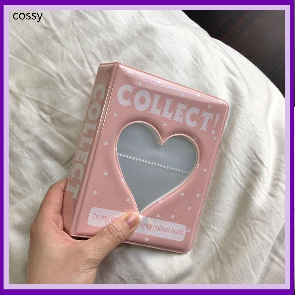 Cossy Photocard Holder, PVC Hollow Photo Album, Mini Love Heart 64 Pockets Name Card Book Men