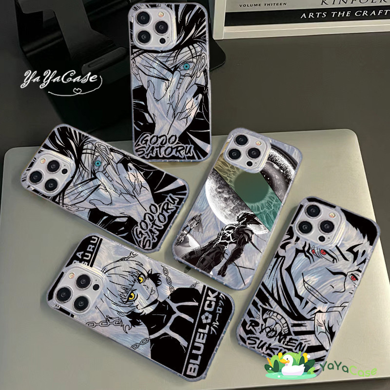 สำหรับ iPhone11 13 CASE For เคสไอโฟน15 14 12 Pro Max X XR XS MAX 7 8 14 15 Plus Gojo Satoru ขั้นสูง โฮโลแกรม3D เงินเคส