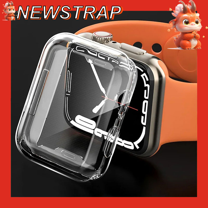 เคสป้องกันเต็มรูปแบบสําหรับ apple Watch 9 8 7 41 45 มม.ซิลิโคน TPU แบบนุ่มเคสใสสําหรับ apple Watch SE 6 5 4 44 มม.40 มม.