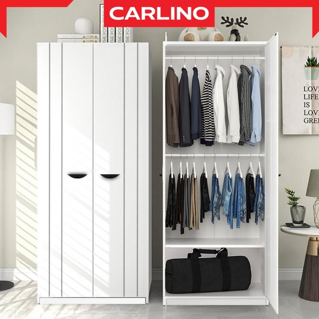 Mr. Carlino!! ตู้เสื้อผ้า ตู้เสื้อผ้าไม้ จุได้มาก 2 ประตู 3 ประตู สีขาว Wardrobe - รูปที่ 4