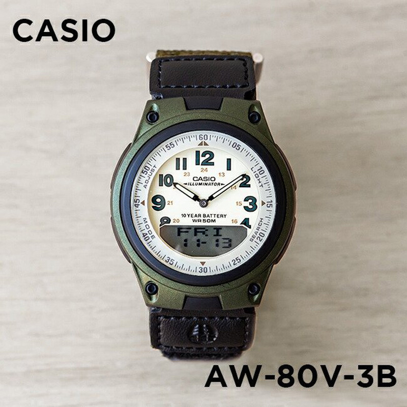 นาฬิกา Casio นาฬิกา Casio AW-80V-3B รุ่นใหม่ Retro Mountain Series ไนลอนกลางแจ้งผ้าใบนาฬิกากันน้ํา