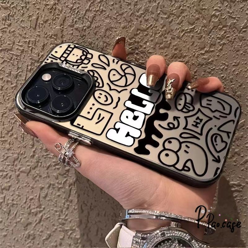 แฟชั่นง่ายตัวอักษรมีความสุขเคสเข้ากันได้กับ IPhone 11 13 15 12 14 Pro Max XR 7Plus 15 14 7 8 Plus X XS Max SE 2020