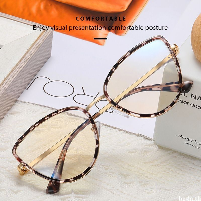 besla.thแว่นตาออปติคอลยอดนิยมผู้หญิงแฟชั่น Retro Blue Light Blocking แว่นตา
