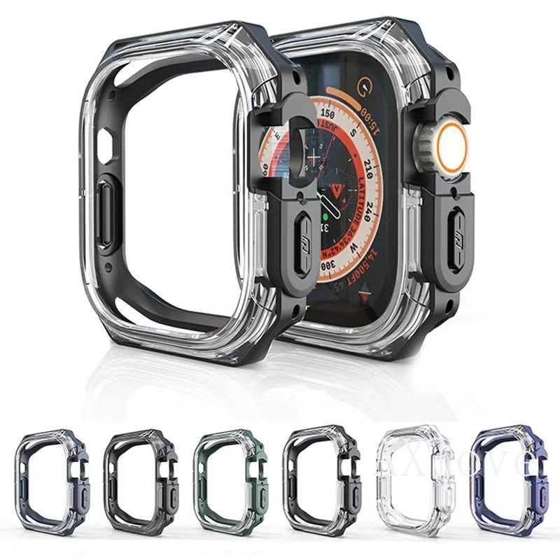 ฝาครอบ TPU กรอบ สําหรับ Apple Watch Ultra 2/49 มม. iWatch Series 9/8/7/SE/6/5/4/3 ขนาด 44/45/42/41/40/38 มม.