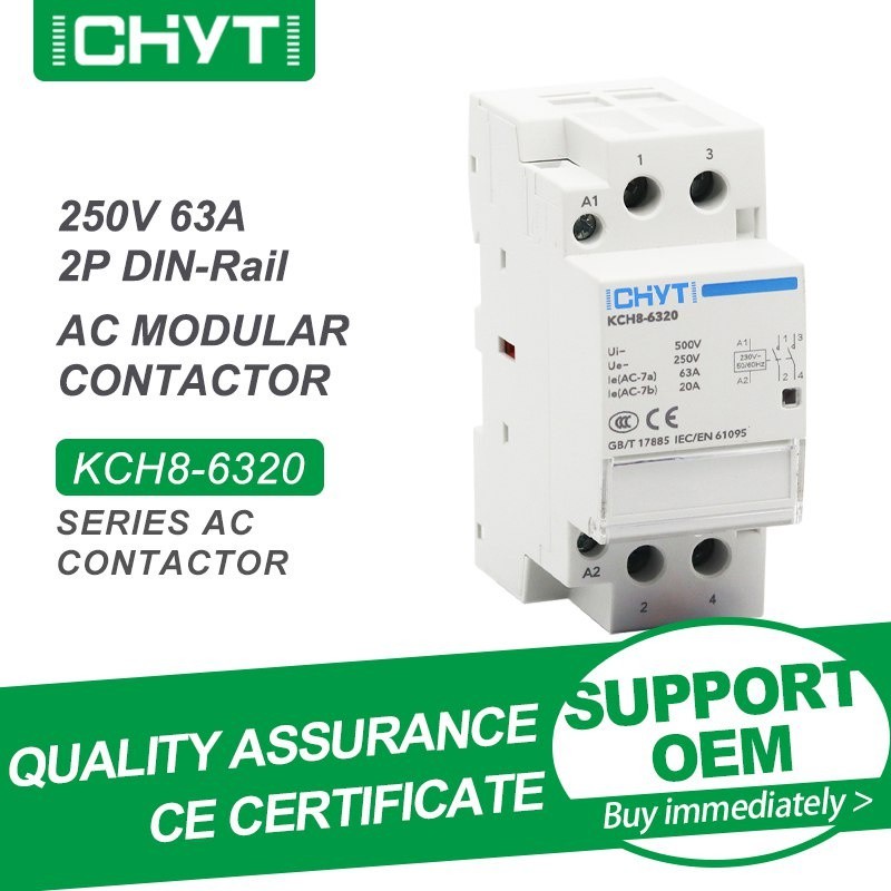 ✵Free Shipping CHYT KCH8-63 2P 2NO 2NC or 1NO 1NC AC 250V 63A Electric Din Rail Mounted Household Mo