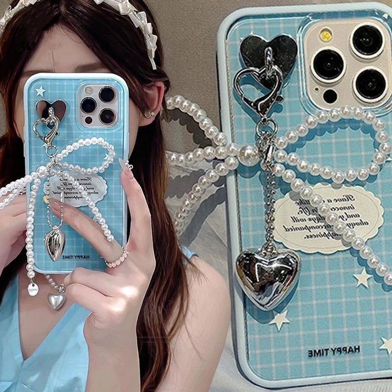จี้โทรศัพท์มือถือ-พวงกุญแจโบว์มุกหวานที่ละเอียดอ่อน-แฟชั่น, ย2เค, เรียบง่าย, น่ารัก-ทําด้วยมือ, ต่อต้าน-สูญหาย-สําหรับกระเป๋า, กล้อง-สาวกระเป๋าตกแต่งพวงกุ