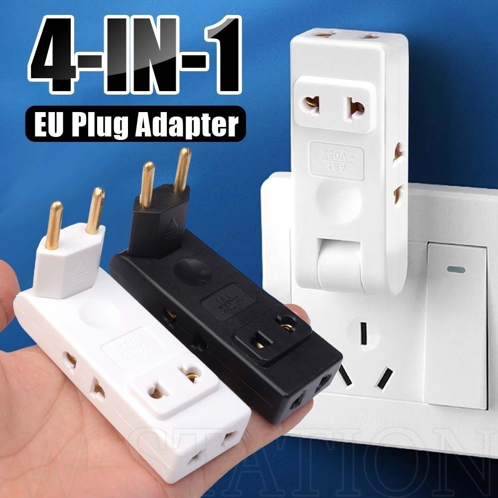 อะแดปเตอร์ปลั๊กไฟ EU 4 In 1 - ปลั๊กต่อขยายหมุนได้ 180 องศา - Travel Wall Outlet Plug Adapter - สําหรับเม็กซิโก, Canada, ยุโรป - แบบพกพา, พับได้, สะดวก