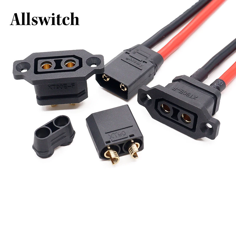 Xt90 XT90E-F Connector XT90E XT90E-F ชาร์จแบตเตอรี่ได้อย่างรวดเร็ว XT90E ปลั๊กชาย Gold-plated XT90 Mountable Connector ซ็อกเก็ตสีดํา