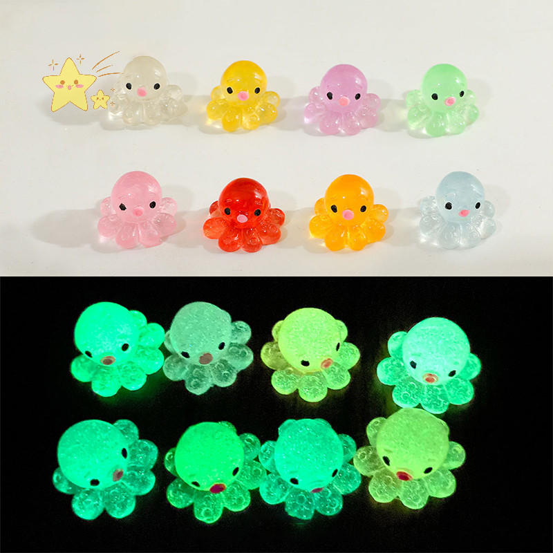 [JBTH] การ์ตูน Mini Octopus Luminous ของเล่นตกแต่งน่ารักเด็ก Miniature Figurines ของขวัญปลา Aquarium อุปกรณ์ตกแต่ง [JB]