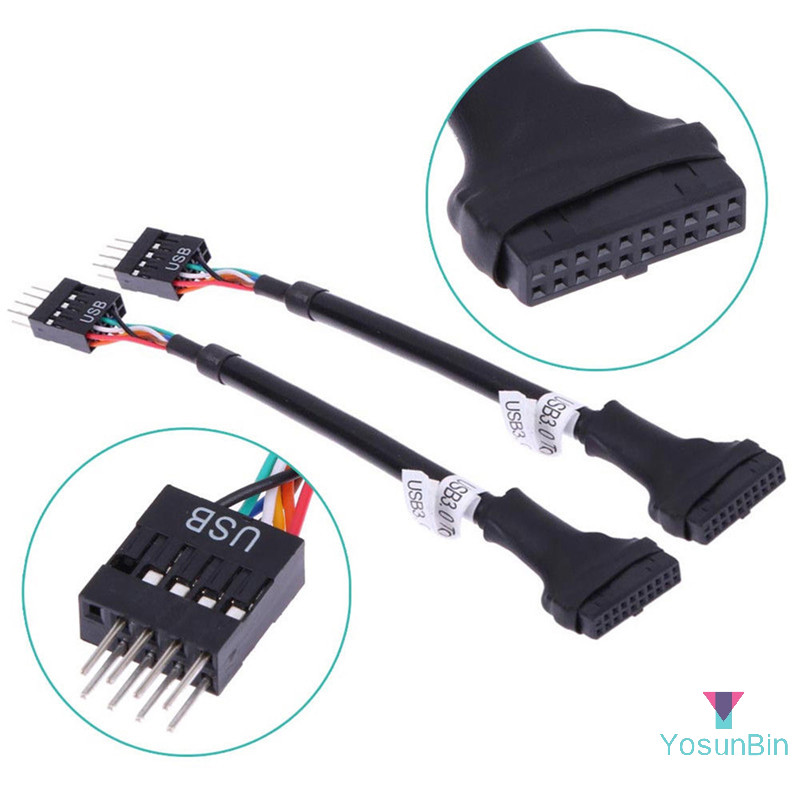 Yosunbin] USB 3.0 20-Pin Male To USB 2.0 9-Pin เมนบอร์ด Header Female Adapter Cable ใหม่