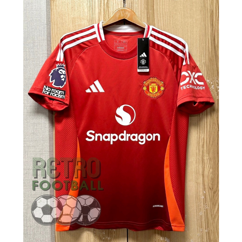 เสื้อฟุตบอล แมนยู เกรดแฟนบอล Home ชุดเหย้า ปี 24/25 ฟลูออฟชั่น ชื่อเบอร์นักเตะ EPL ครบทุกคน (รับประกันคุณภาพสินค้า)