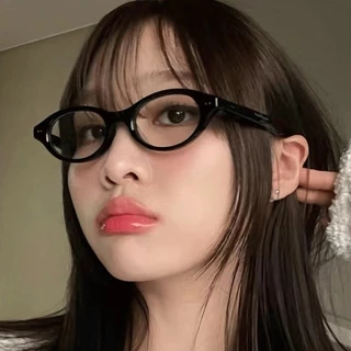 เลนส์แบบถอดเปลี่ยนได้COD (San9) Small Frame Oval Book Silly Children Retro Tortoiseshell Cat Eye Frame Anti Blue Light Glasses