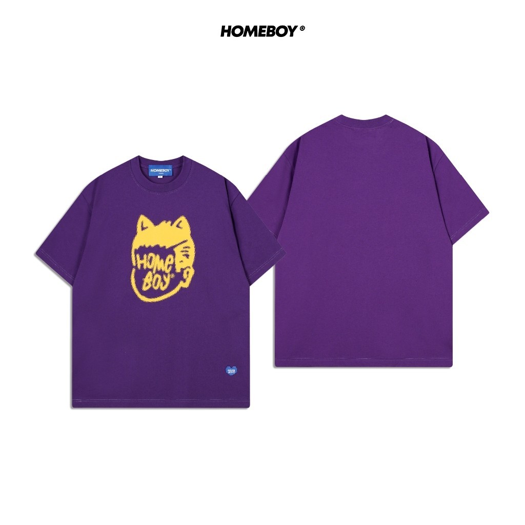 NEW 2024 HOMEBOY เสื้อยืด UNISEX ลาย HB.FACE.BOY - PURPLEการจัดส่งที่รวดเร็ว