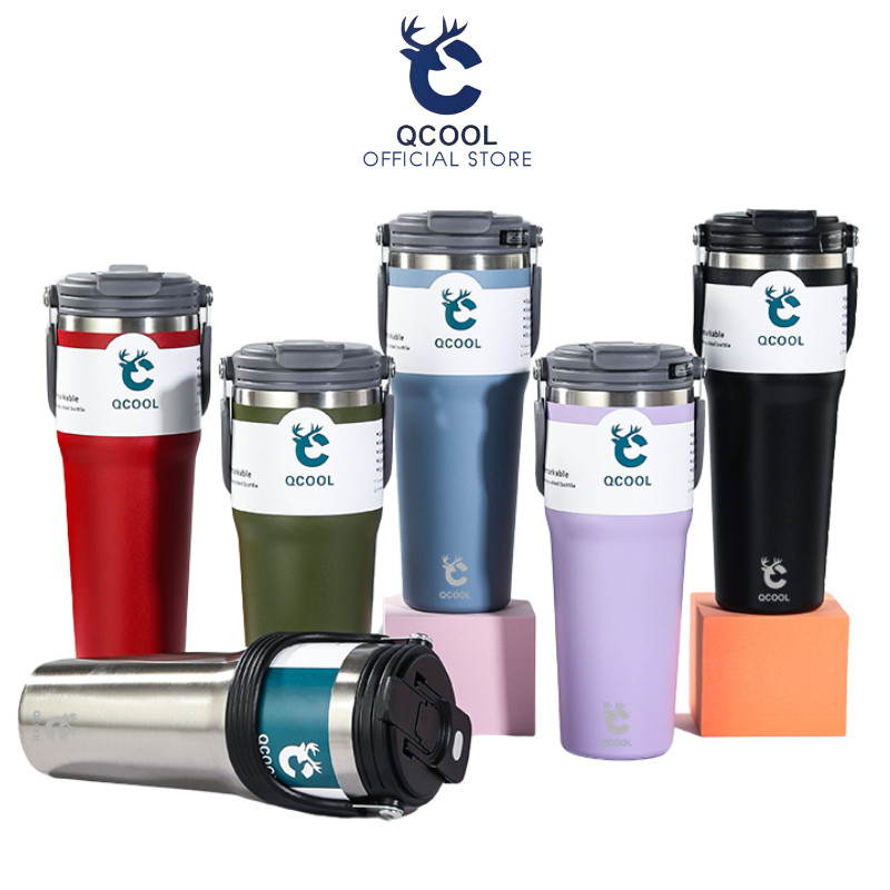 QCOOL (ของแท้) แก้วเก็บความเย็น/ร้อน แก้วเก็บอุณหภูมิ 750ml 900ml 1200ml แก้วสแตนเลส SUS304 Q8206 Q8207 Q8208