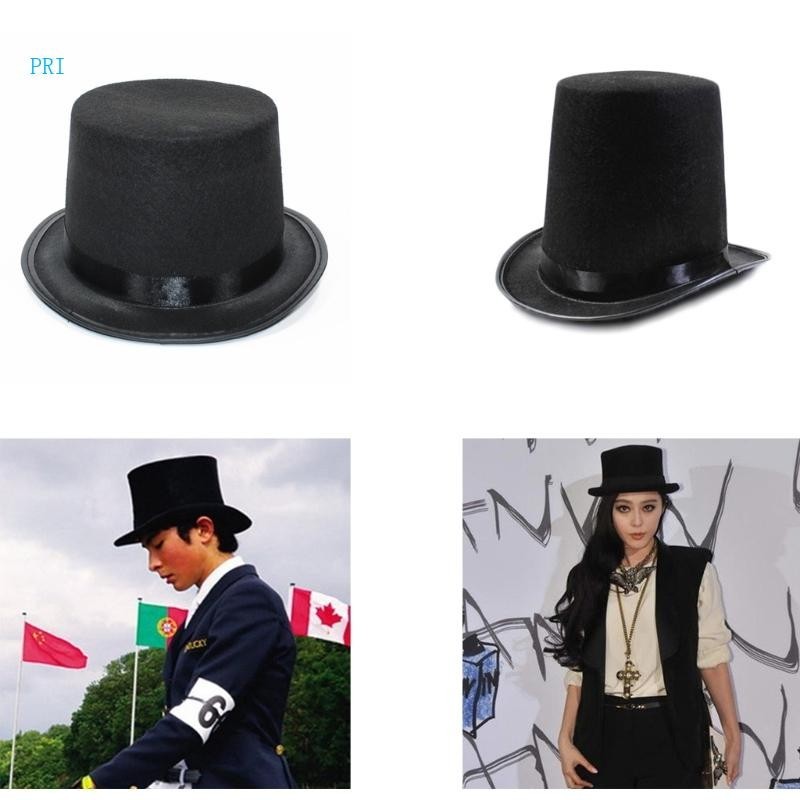 Pri Vintage Fedora Top Hat Victorian Age White Short Brim Top Hat Western Magician Hat for Boy Men A