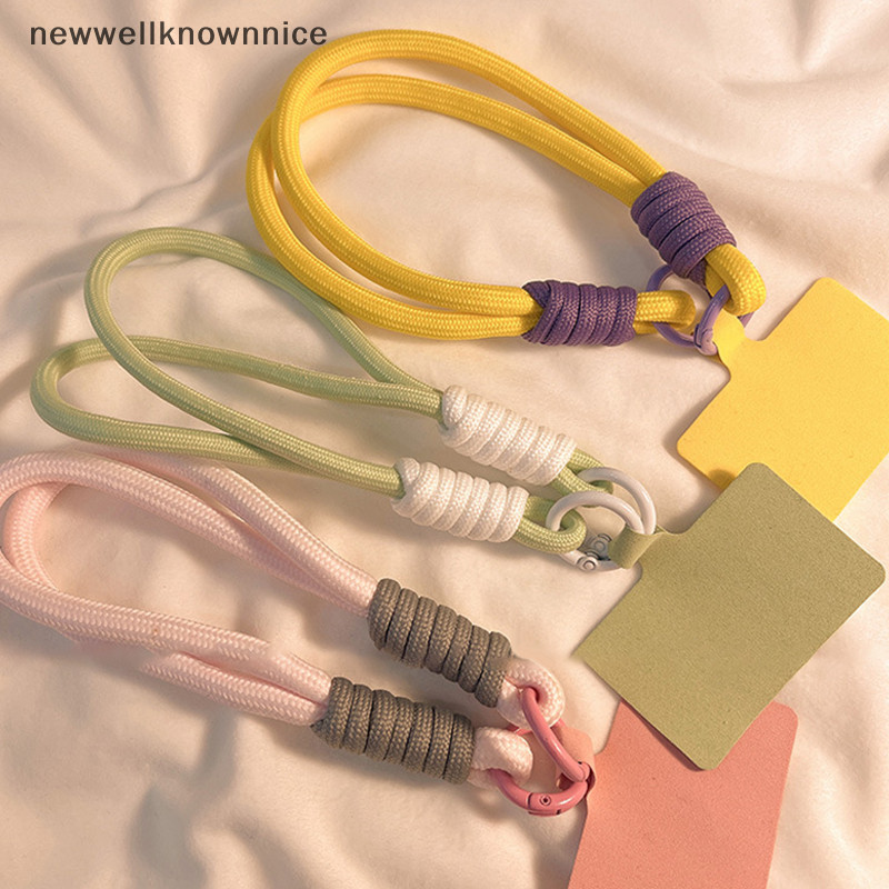 Newwellknownnice INS สไตล์ Braid โทรศัพท์มือถือ Lanyard แฟชั่นสีทึบ Anti-loss สายรัดข้อมือสั้นจี้แขวนเชือก W/Spacer TH
