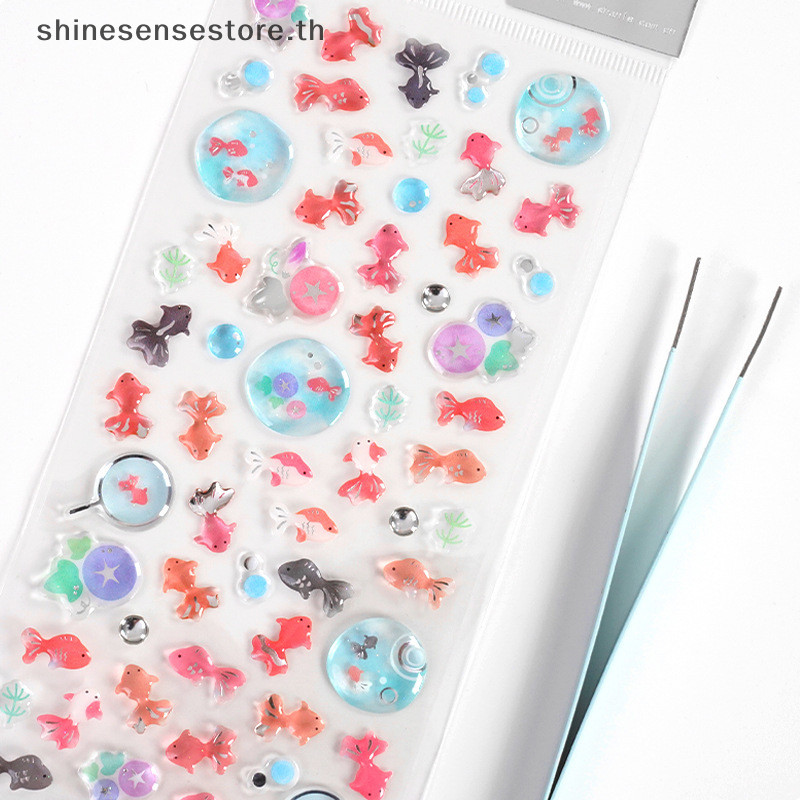 ส่องแสง ญี่ปุ่นปลาทองอีพ็อกซี่คริสตัลกาวสติกเกอร์เคสโทรศัพท์สติกเกอร์ไดอารี่โน๊ตบุ๊คตกแต่งของขวัญสร้างสรรค์ ไทย