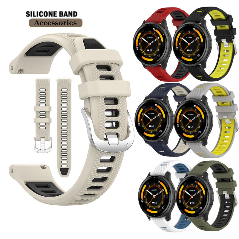 20 มม. สายนาฬิกา Run สายซิลิโคนสําหรับ Garmin Vivoactive 5 / 3 องค์ประกอบ / Forerunner 165 245 645