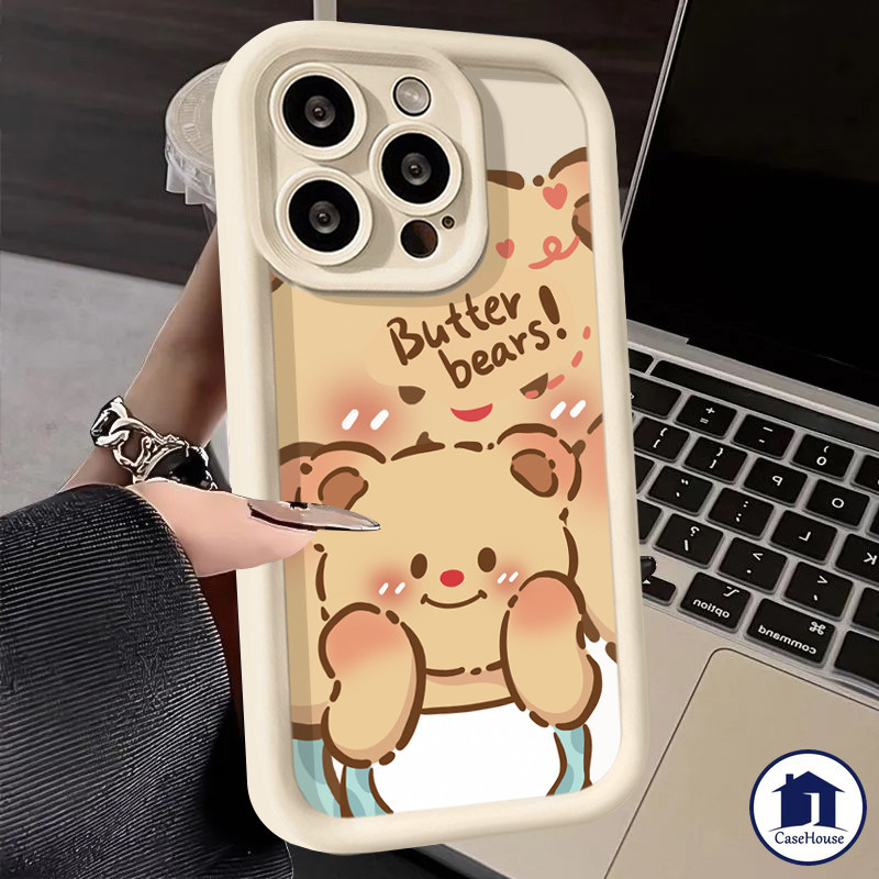 การ์ตูนเนยน่ารักหมีเคสนุ่มเข้ากันได้สำหรับ Samsung A23 A25 A24 A12 A03 A05 A15 A05s A14 A50 A32 A13 A04s A03sA30s A52