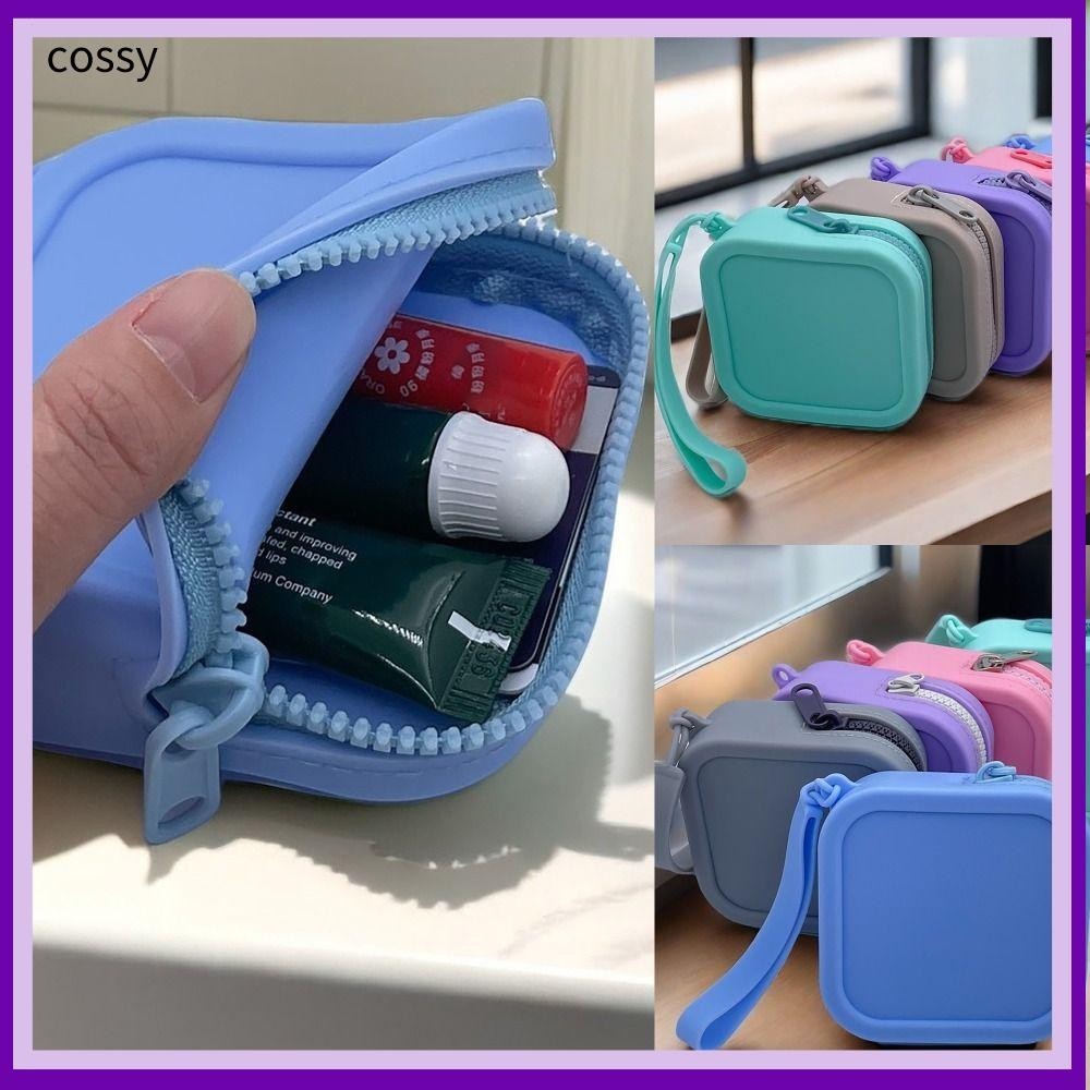 Cossy กระเป๋าสตางค์กระเป๋าใส่เหรียญ,กระเป๋าเดินทางซิลิโคนกันน้ํา,กระเป๋าเครื่องสําอางซิปวินเทจนักเรียน