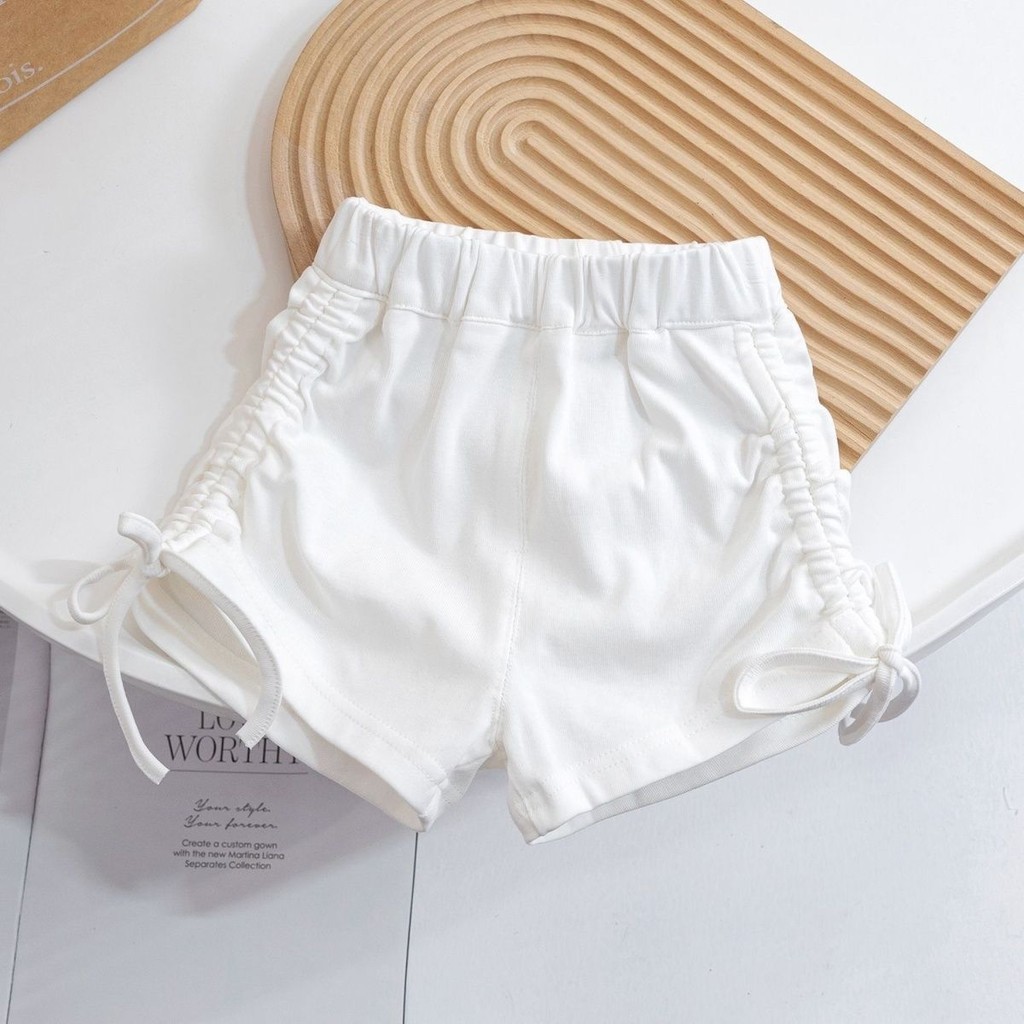 กางเกงขาสั้นเด็กผู้หญิงฤดูร้อนเด็กใหม่แฟชั่นสไตล์เกาหลี drawstring สีทึบเด็กทุกการแข่งขันกางเกงขาสั้นสบายๆแฟชั่น
