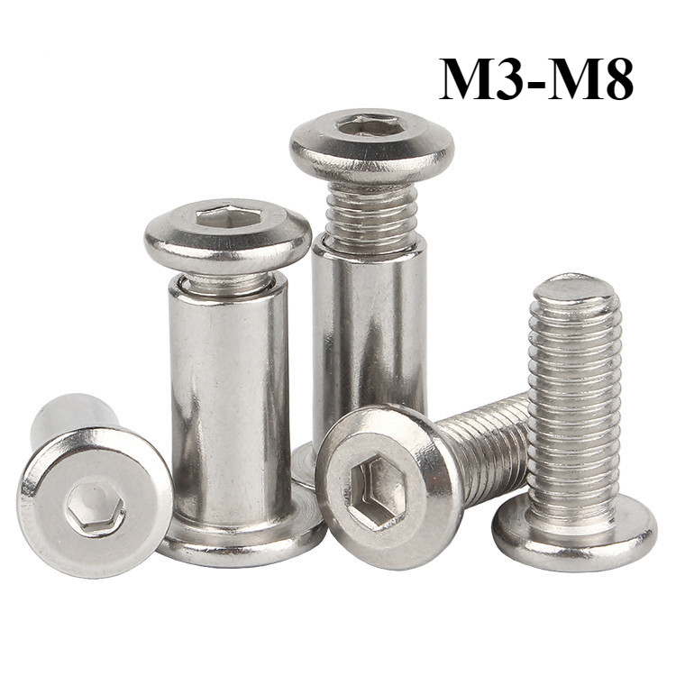 [DXM] 304 สแตนเลส Chamfered ซ็อกเก็ตหกเหลี่ยมล็อคสกรู Nut การเชื่อมต่อเฟอร์นิเจอร์ Splint Butt Bolt เด็กเล็บหญิงชุด M3-M