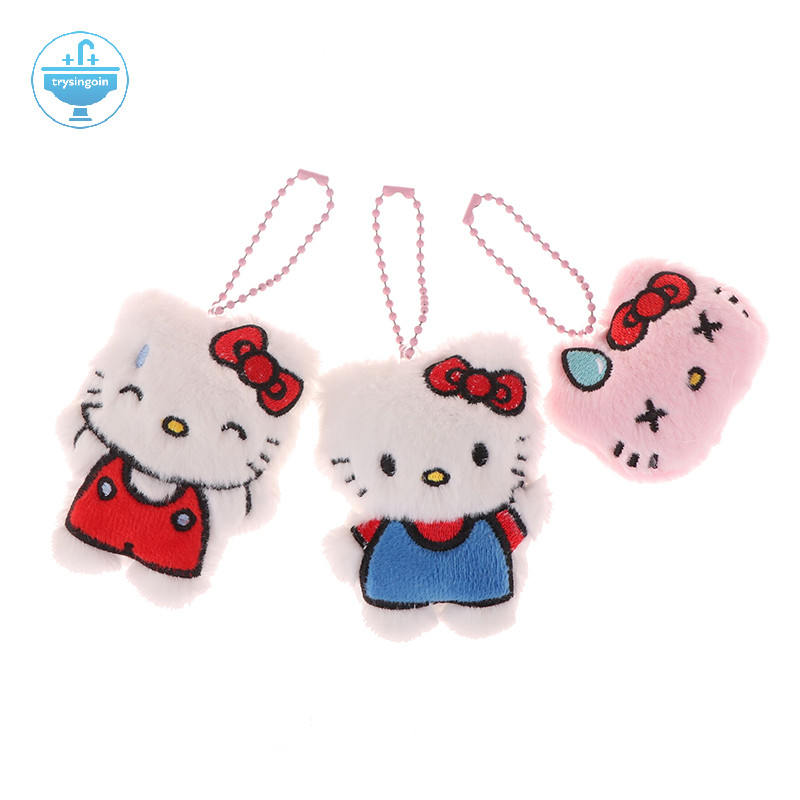 [trysingoin] Kawaii Hello Kitty พวงกุญแจตุ๊กตาการ์ตูน Sanrio KT แมวชื่อสติกเกอร์จี้กระเป๋าเป้สะพายหลังตกแต่งพวงกุญแจรถ TH