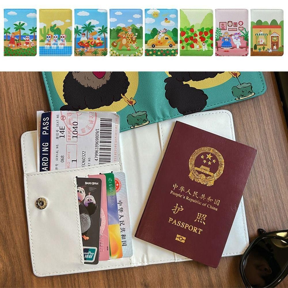 บีเจเอ ผู้ถือหนังสือเดินทาง,มัลติฟังก์ชั่ ปู่ หนังบัตรหนีบกระเป๋าสตางค์,แบบพกพาการ์ตูนสี่เหลี่ยมผืนผ้าสีดําหนังสือเดินทางปกเดินทางกลางแจ