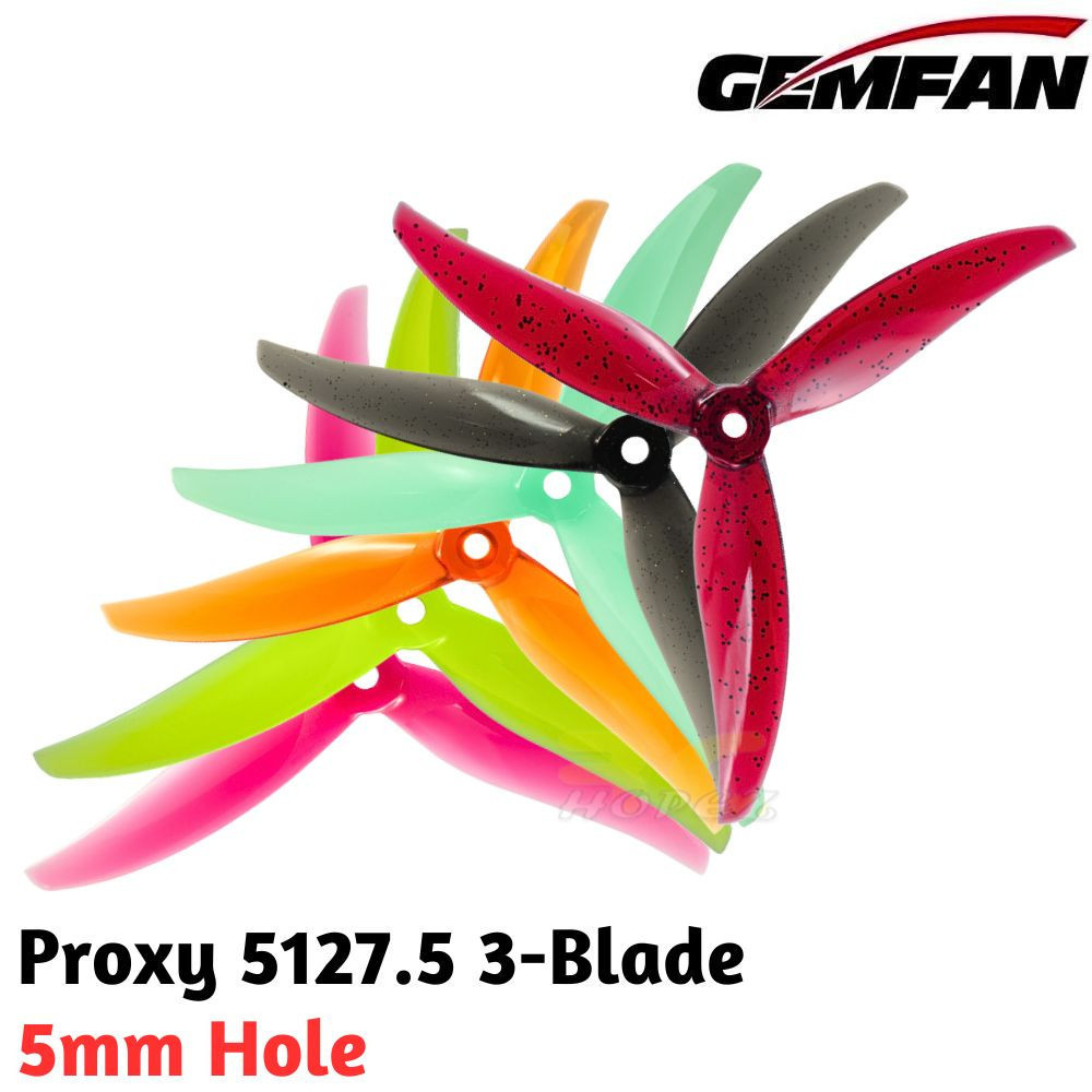 Gemfan Proxy 5127.5 5 นิ้ว 5 มม. ใบพัด 3 ใบพัด (2 คู่/4 ชิ้น) Gem5127.5-3