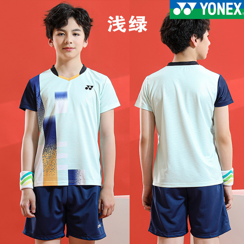 จัดส่งภายใน 48 ชั่วโมง ใหม่ ใช่ ชุดแบดมินตันเด็กสําหรับเด็กชายและเด็กหญิง, เสื้อแขนสั้นแห้งเร็ว, ชุดฝึกและแข่งขันของนักเรียน