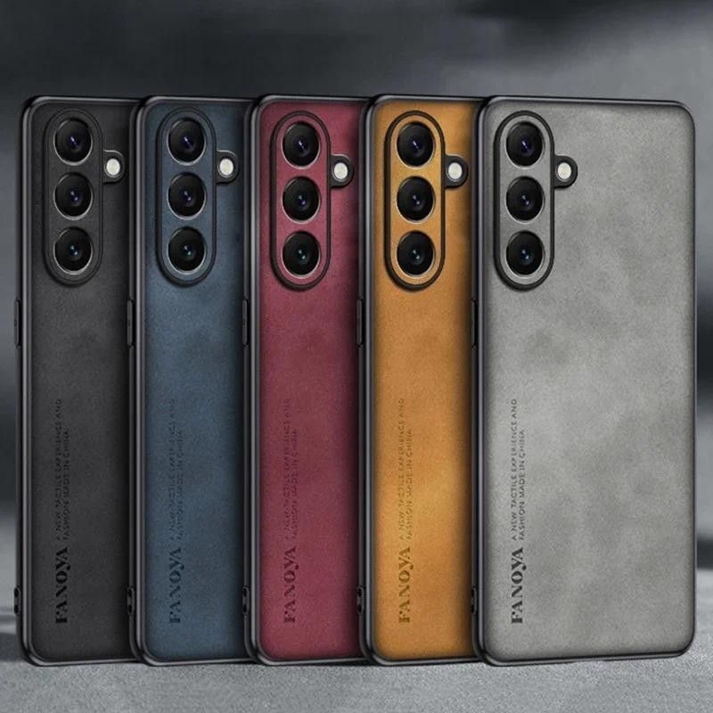 SAMSUNG สําหรับsamsung A55 A35 A25 A15 A05 A05S M55 M15 A54 Matte Lambskin PUหนังเคสโทรศัพท์