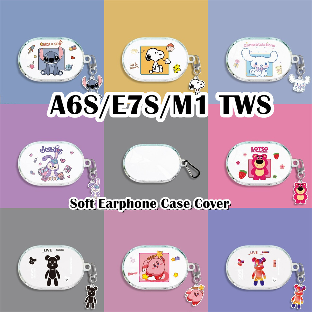 imamuraFor A6S/E7S/M1 TWS Case เคสหูฟังโปร่งใสการ์ตูน Series ปลอกซิลิโคนอ่อนนุ่ม